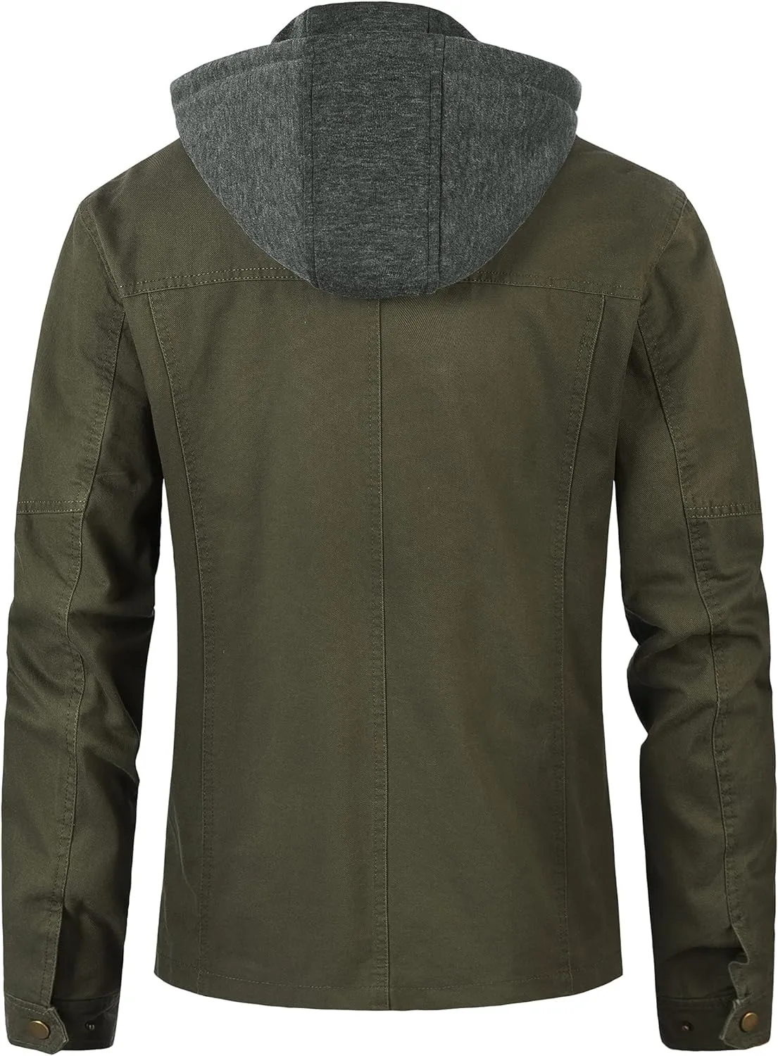 Pursky Men's Canvas Cotton Military Casual Field Jacket Outerwear With Removable Hood
