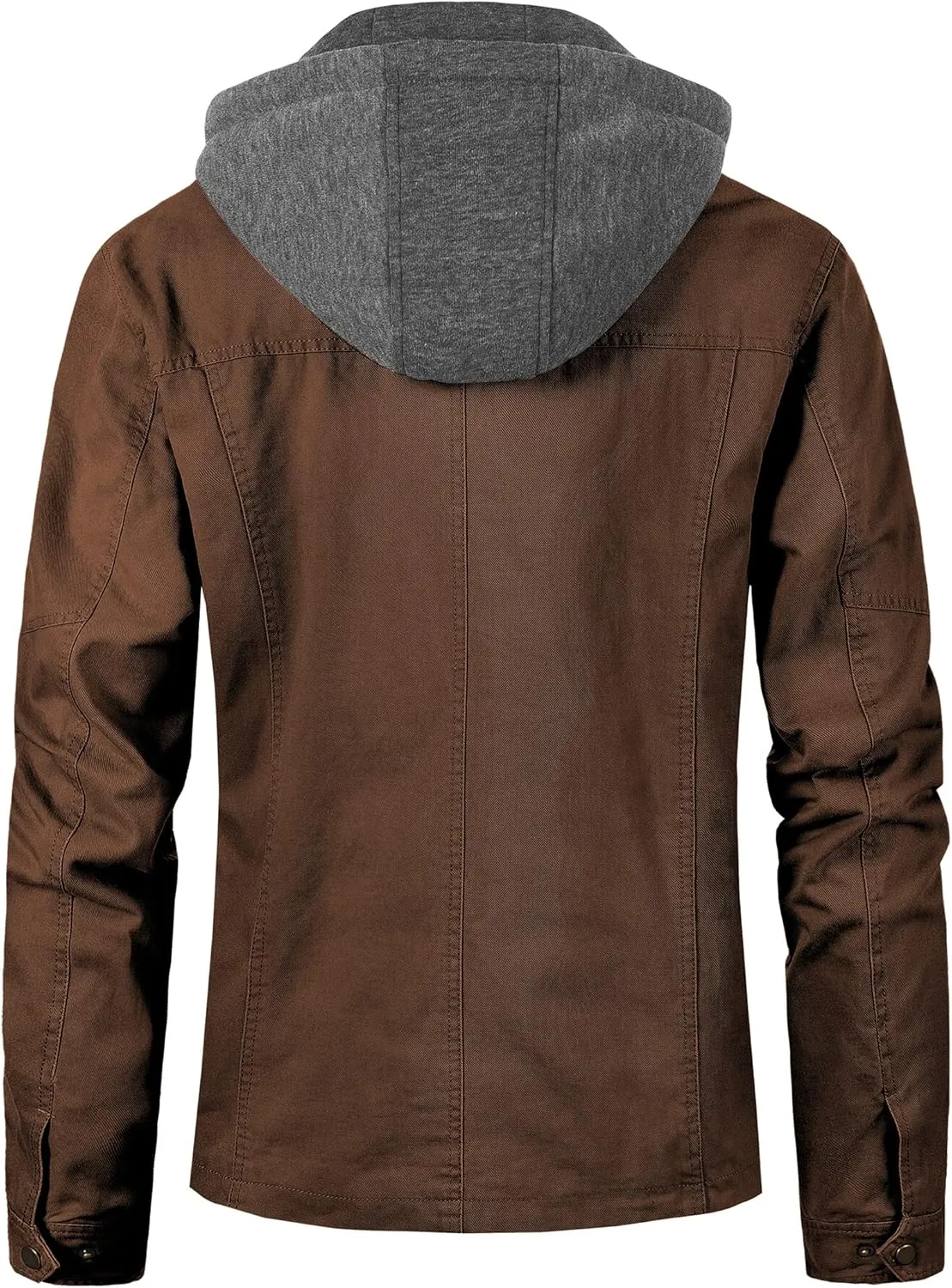 Pursky Men's Canvas Cotton Military Casual Field Jacket Outerwear With Removable Hood