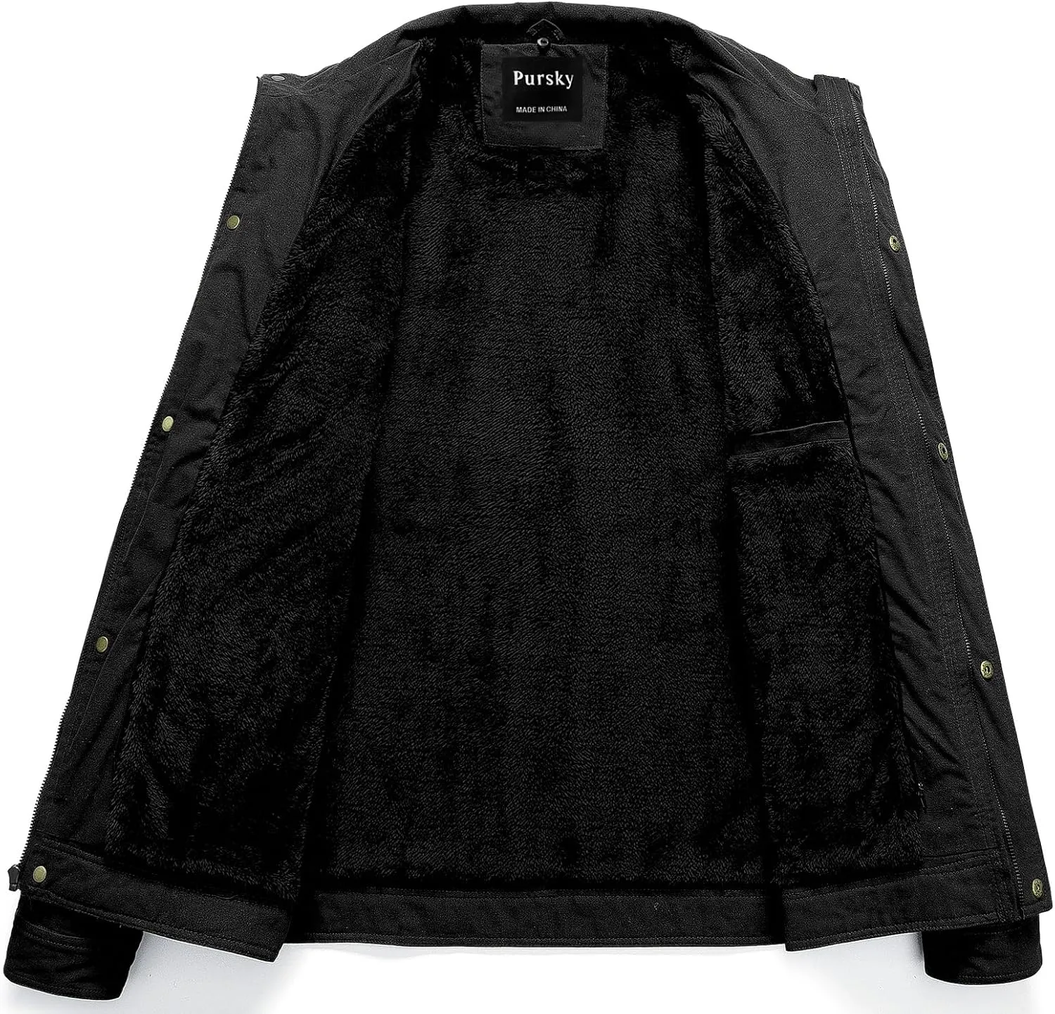 Pursky Men's Military Jacket Casual Washed Cotton Hooded Canvas Coat Fall Coat