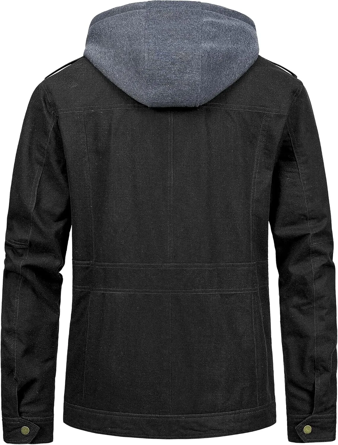Pursky Men's Military Jacket Casual Washed Cotton Hooded Canvas Coat Fall Coat