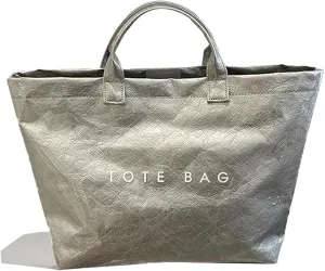 PVC Tote Bag for Women Kraft Paper Large Tote Bag Fashion Paper Bag Trendy Letter Print Tote Bag Top Handle