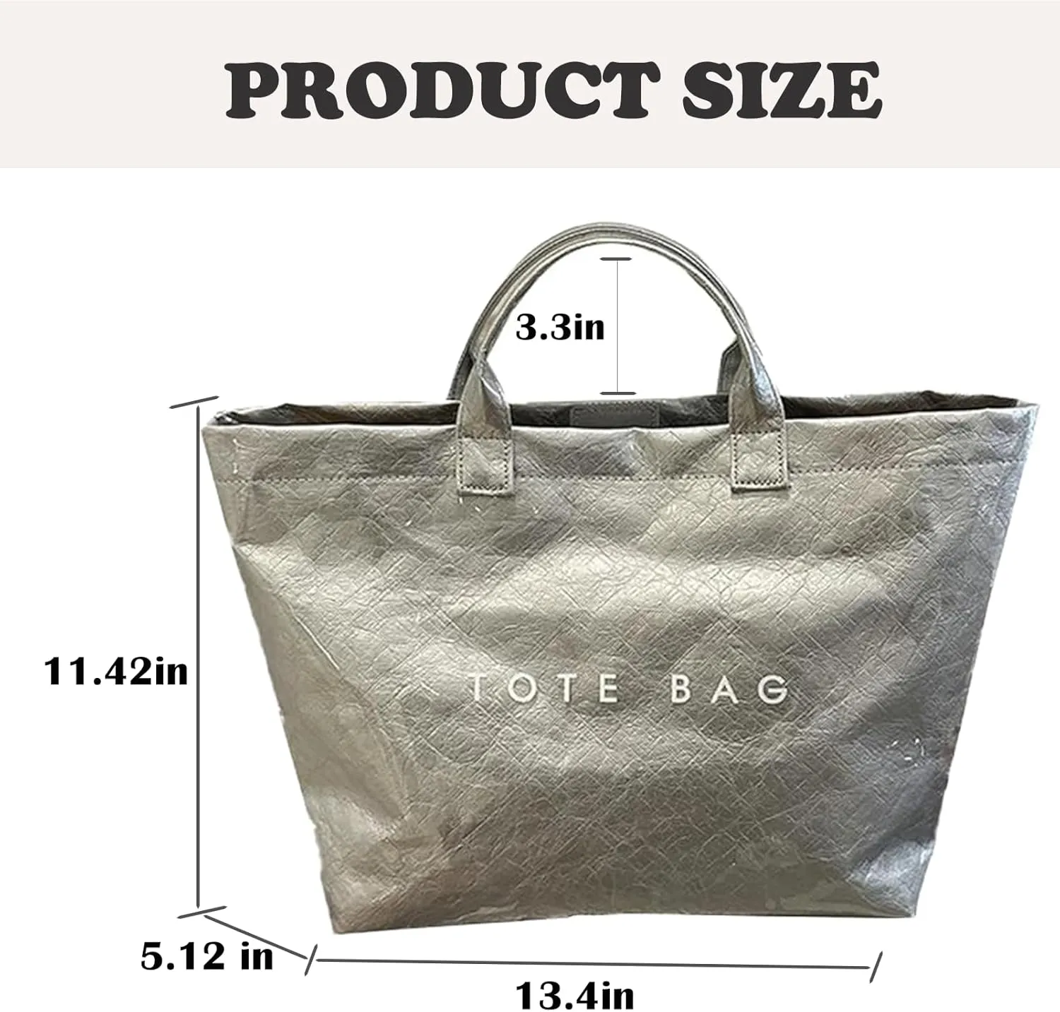 PVC Tote Bag for Women Kraft Paper Large Tote Bag Fashion Paper Bag Trendy Letter Print Tote Bag Top Handle