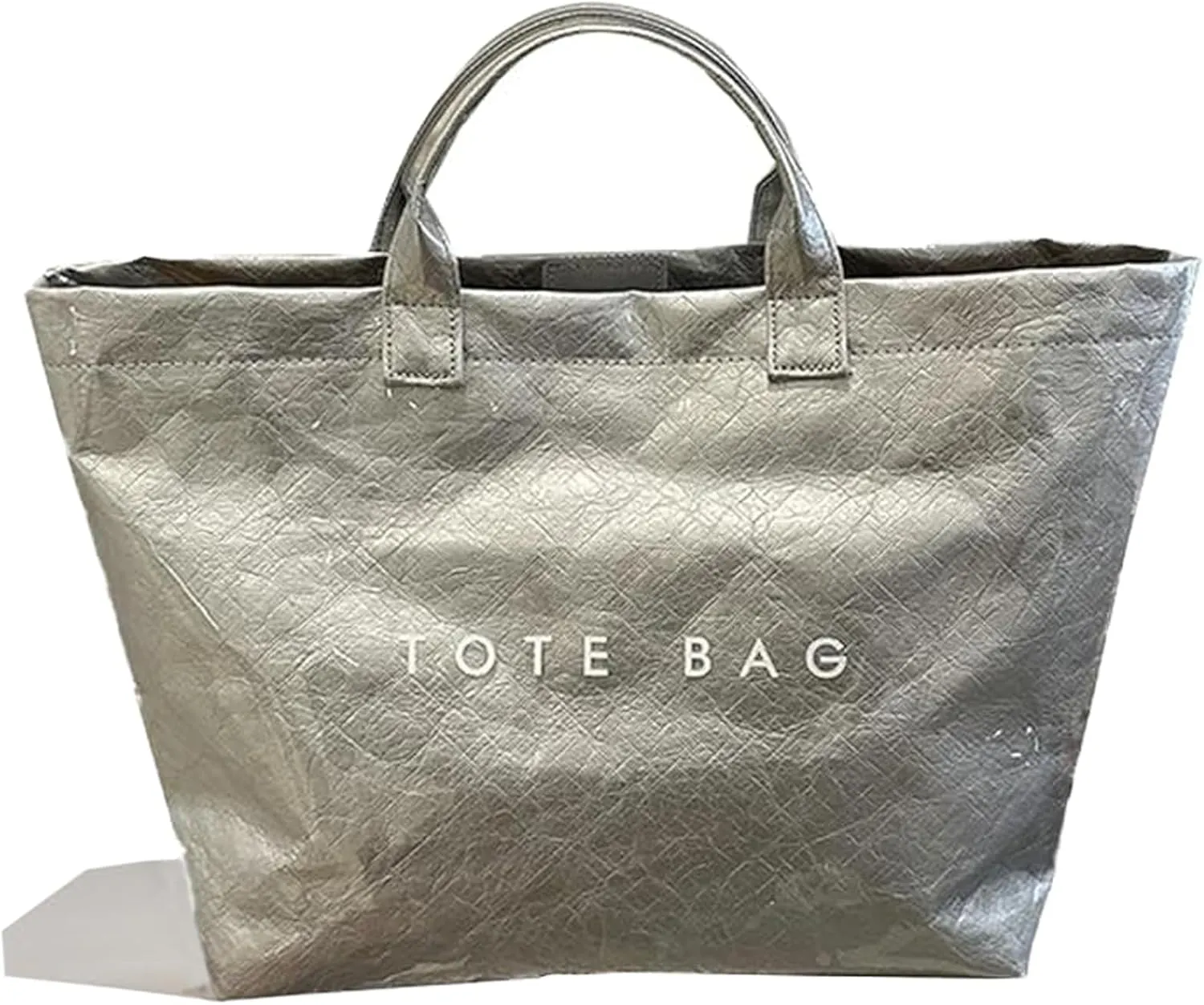 PVC Tote Bag for Women Kraft Paper Large Tote Bag Fashion Paper Bag Trendy Letter Print Tote Bag Top Handle