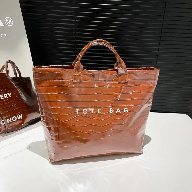 PVC Tote Bag for Women Snake Skin Print Purse Clear Plastic Tote Bag Large Kraft Paper Handbag