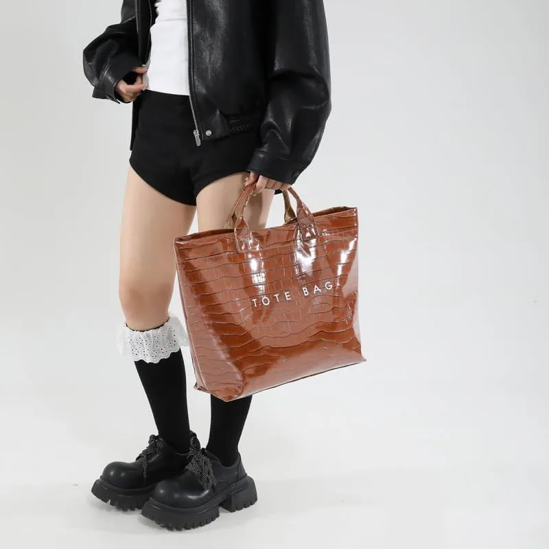 PVC Tote Bag for Women Snake Skin Print Purse Clear Plastic Tote Bag Large Kraft Paper Handbag