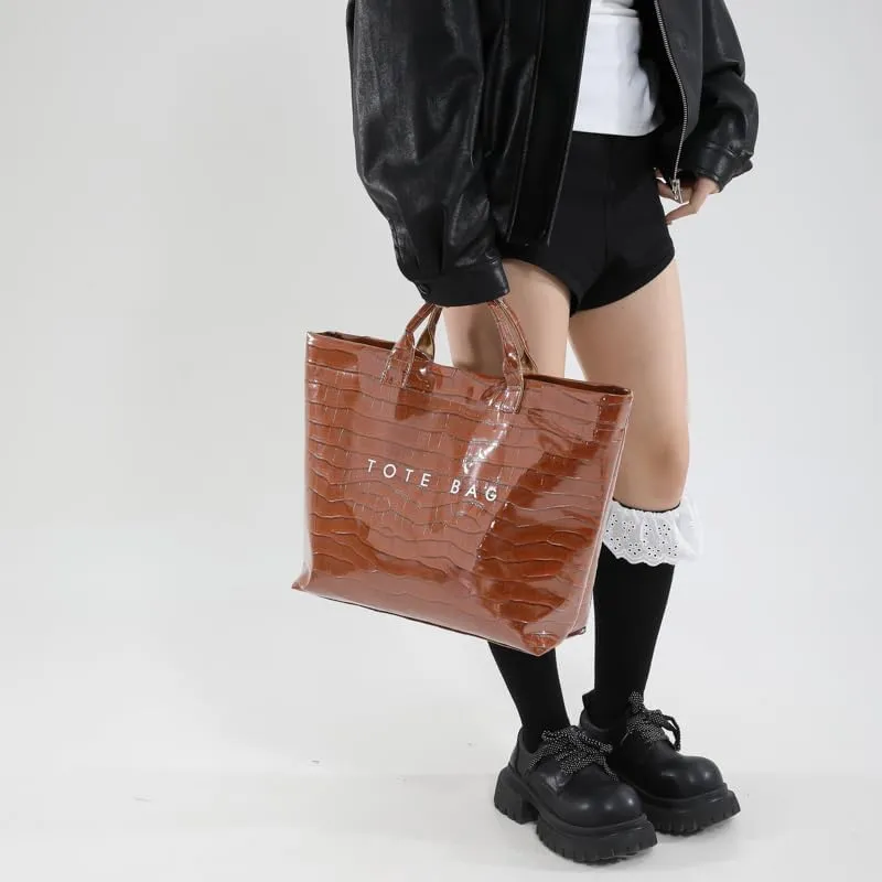 PVC Tote Bag for Women Snake Skin Print Purse Clear Plastic Tote Bag Large Kraft Paper Handbag