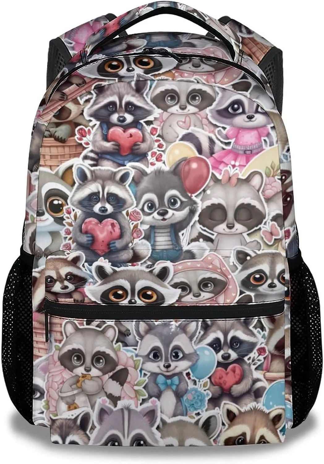 Raccoon Backpack for Girls Boys, 16 Inch Backpacks for School, Cute, Adjustable Straps, Durable, Lightweight, Large Capacity Bookbag for Kids