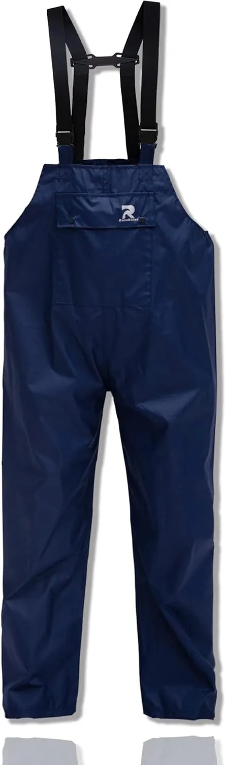 RainRider Rain Bib Pants for Men Women 150D Oxford Safety Trousers Heavy Duty Waterproof Work Pants Rip-Stop Overalls