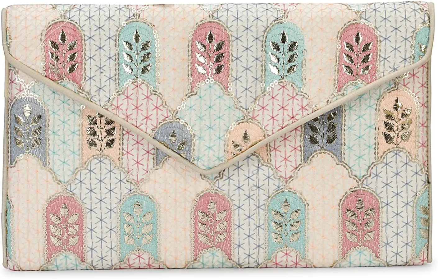 Rajasthani Indian Art Sling Bag Foldover Clutch Purse For Women, Indian Handcrafted Foldover Sling Clutch