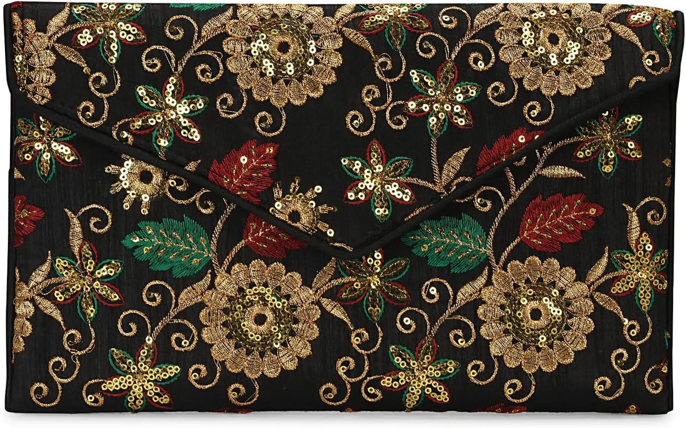 Rajasthani Indian Art Sling Bag Foldover Clutch Purse For Women, Indian Handcrafted Foldover Sling Clutch