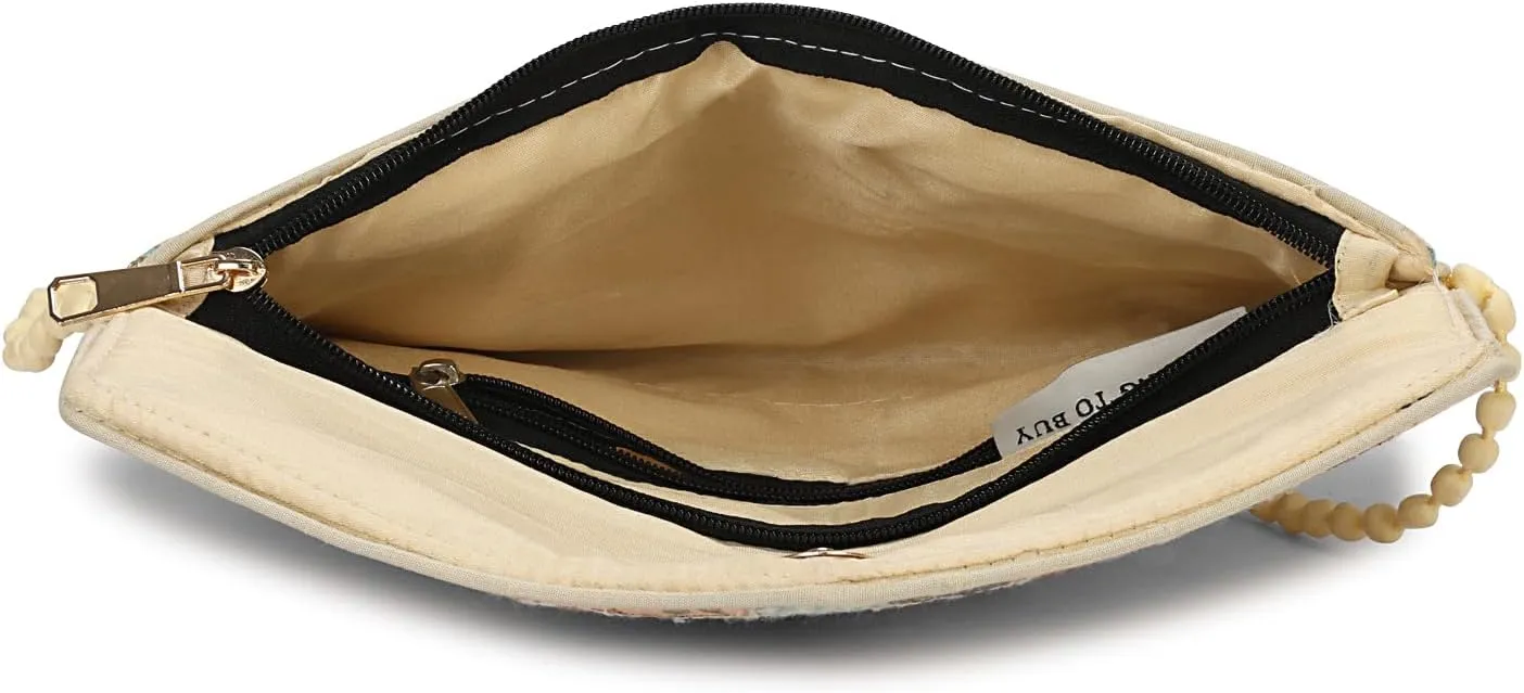 Rajasthani Indian Art Sling Bag Foldover Clutch Purse For Women, Indian Handcrafted Foldover Sling Clutch