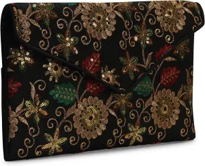 Rajasthani Indian Art Sling Bag Foldover Clutch Purse For Women, Indian Handcrafted Foldover Sling Clutch