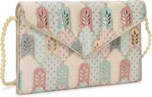 Rajasthani Indian Art Sling Bag Foldover Clutch Purse For Women, Indian Handcrafted Foldover Sling Clutch