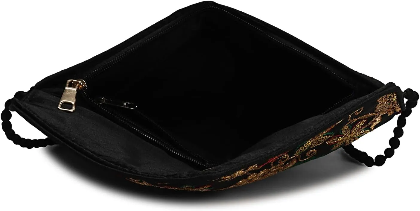 Rajasthani Indian Art Sling Bag Foldover Clutch Purse For Women, Indian Handcrafted Foldover Sling Clutch