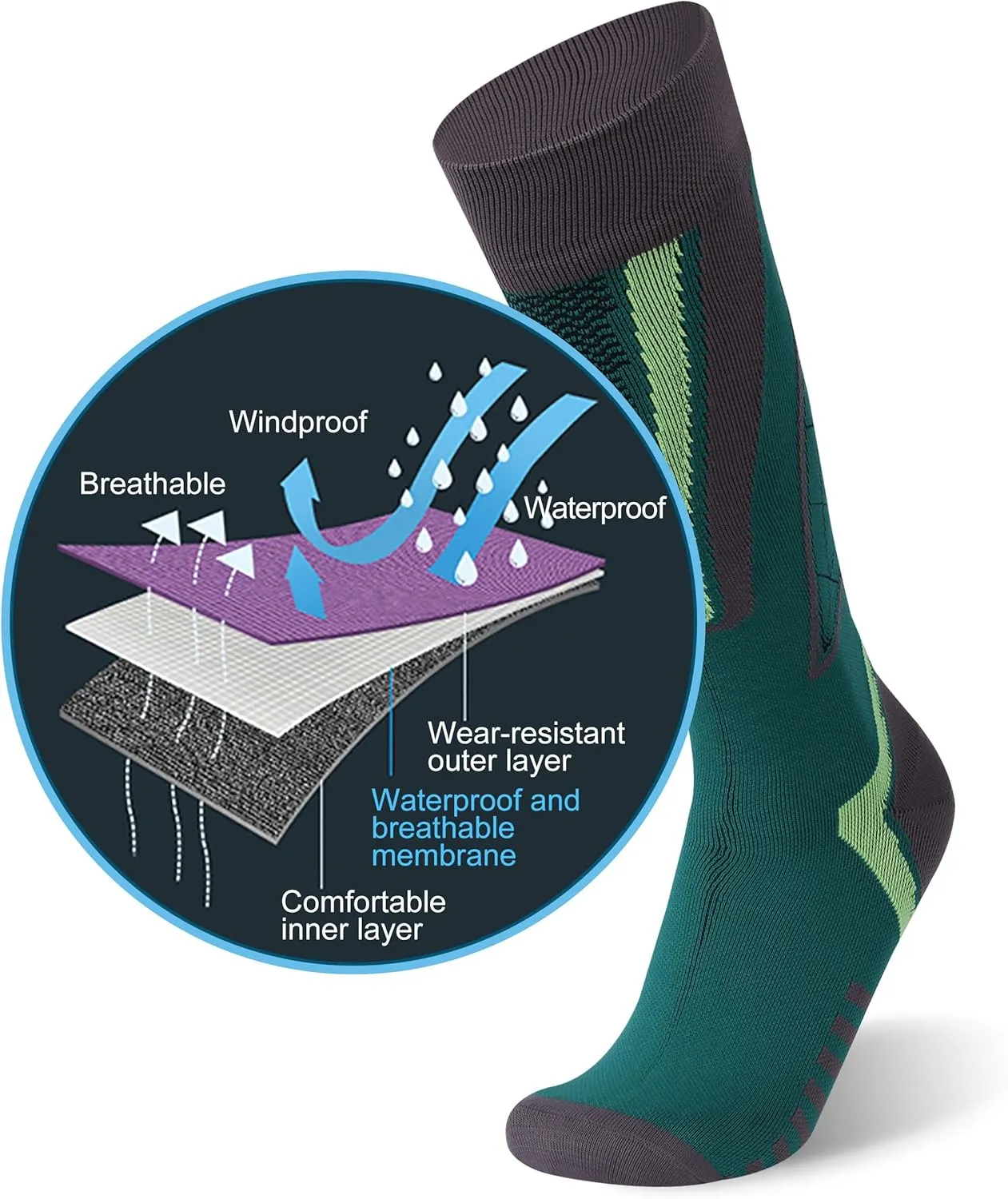 RANDY SUN Waterproof Breathable Knee High Kayaking Hunting Fishing Socks