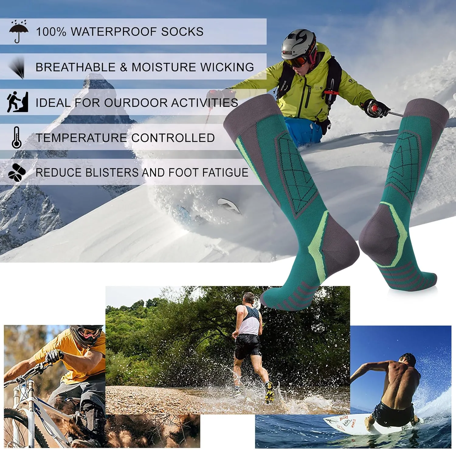 RANDY SUN Waterproof Breathable Knee High Kayaking Hunting Fishing Socks