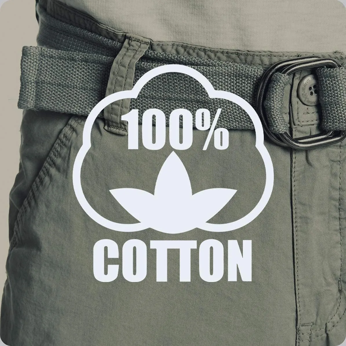 RAW X Mens Belted Cargo Shorts, Relaxed Fit Casual Knee Length Cargo Shorts for Men (Big and Tall Shorts for Men)