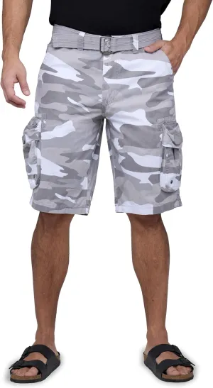 RAW X Mens Belted Cargo Shorts, Relaxed Fit Casual Knee Length Cargo Shorts for Men (Big and Tall Shorts for Men)