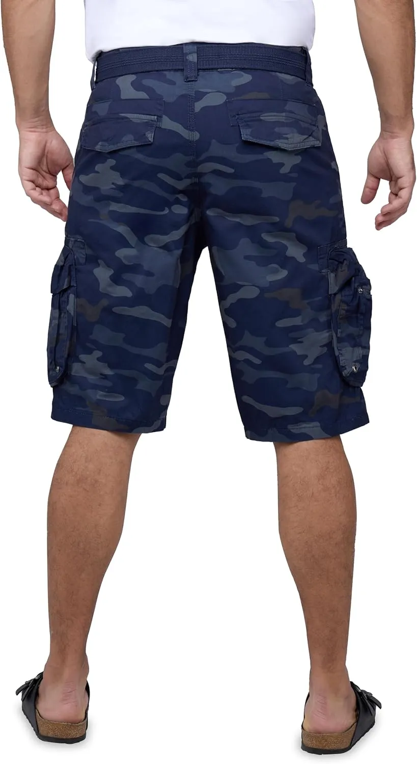 RAW X Mens Belted Cargo Shorts, Relaxed Fit Casual Knee Length Cargo Shorts for Men (Big and Tall Shorts for Men)