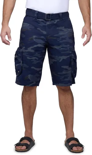 RAW X Mens Belted Cargo Shorts, Relaxed Fit Casual Knee Length Cargo Shorts for Men (Big and Tall Shorts for Men)