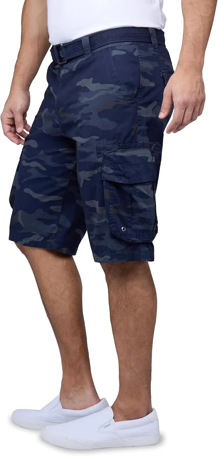 RAW X Mens Belted Cargo Shorts, Relaxed Fit Casual Knee Length Cargo Shorts for Men (Big and Tall Shorts for Men)