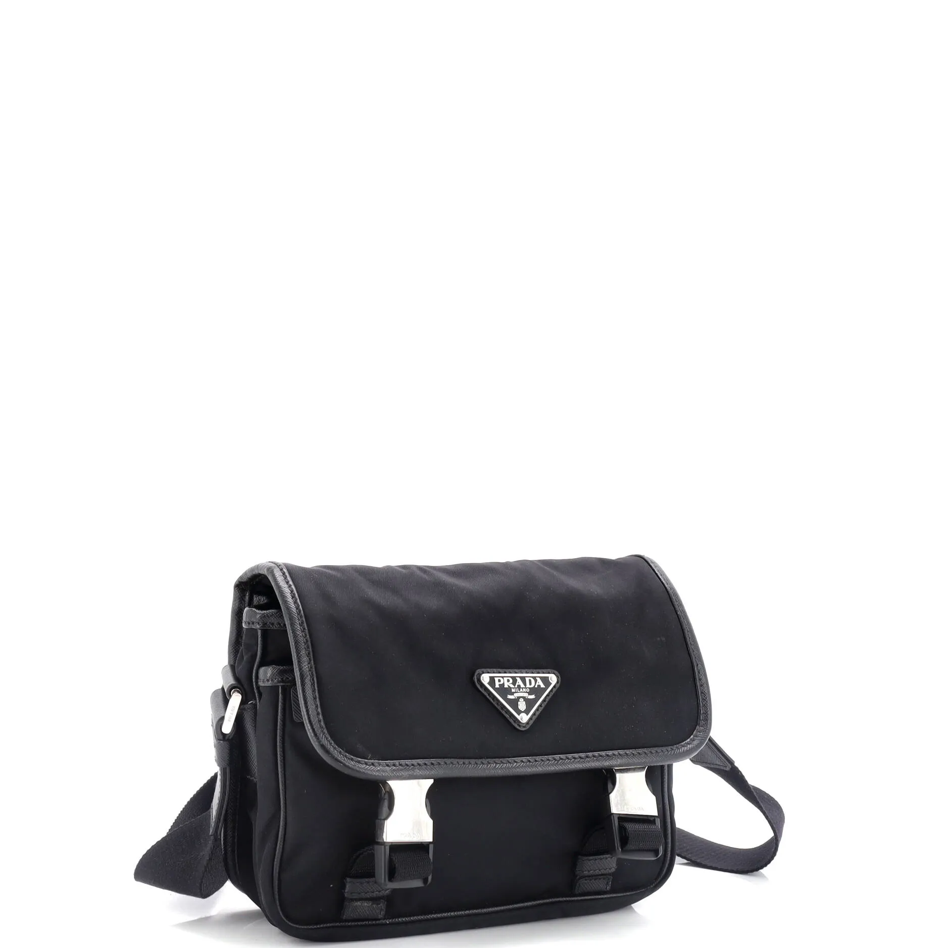Re-Edition Double Buckle Flap Messenger Bag Tessuto Small