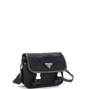 Re-Edition Double Buckle Flap Messenger Bag Tessuto Small