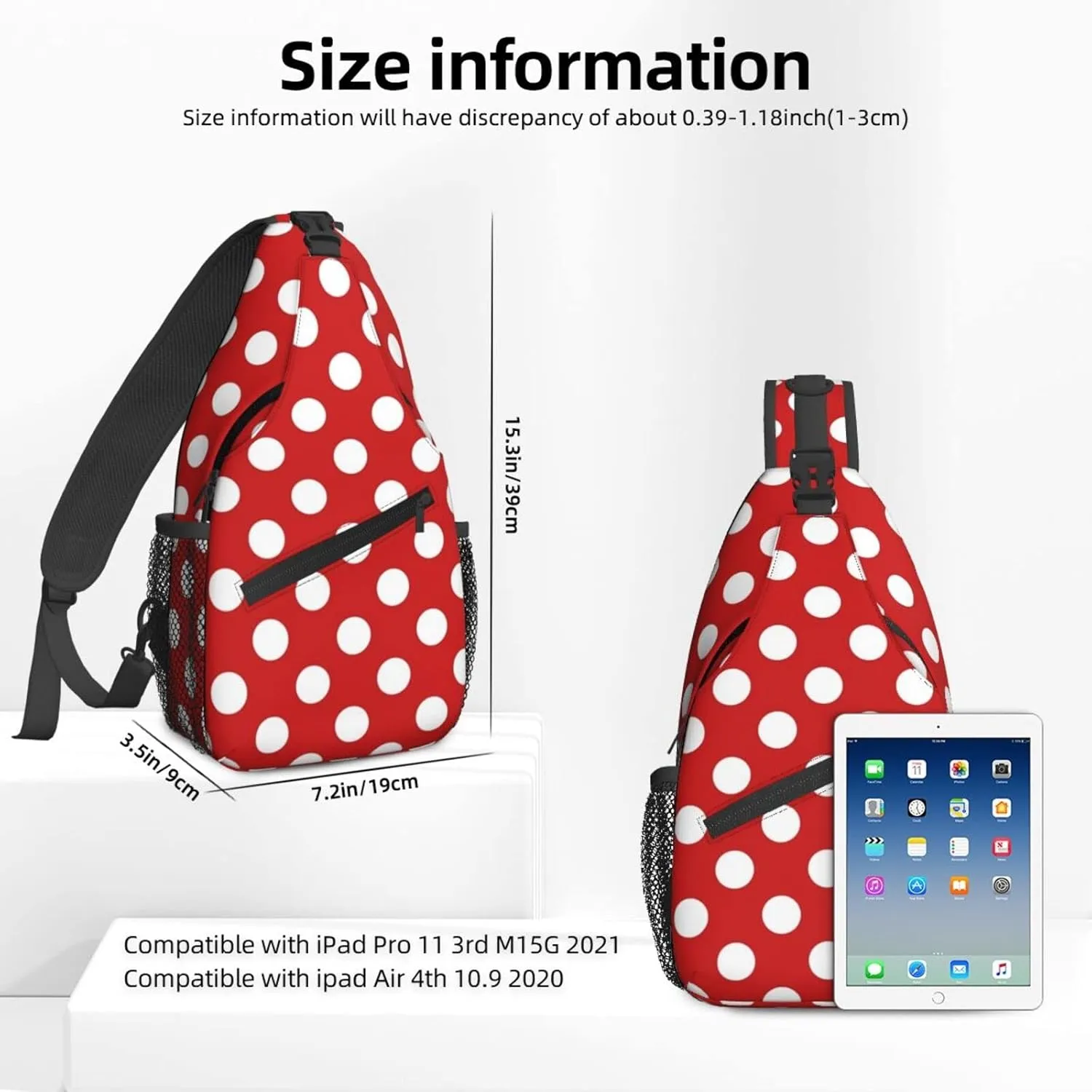 Red White Polka Dot Crossbody Bags for Women Trendy Sling Backpack Men Chest Shoulder Bag Gym Cycling Travel Hiking Daypack