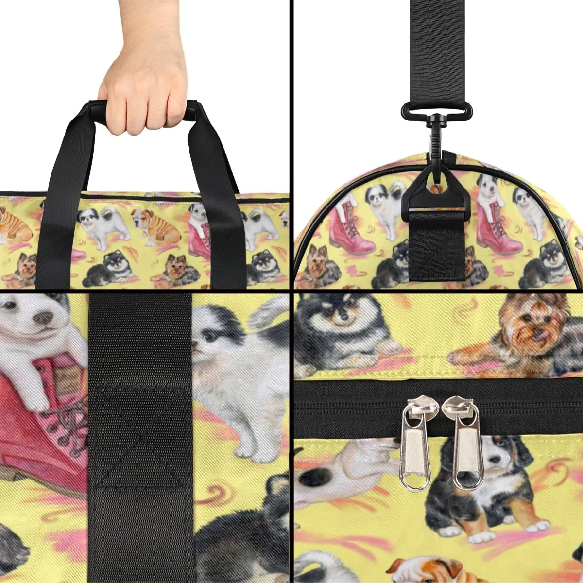 Retro Dogs Pattern Sports Gym Bag for Women Men Travel Duffel Bag with Wet Pocket & Shoes Compartment Waterproof Weekender Overnight Tote Carry on Bag Lightweight