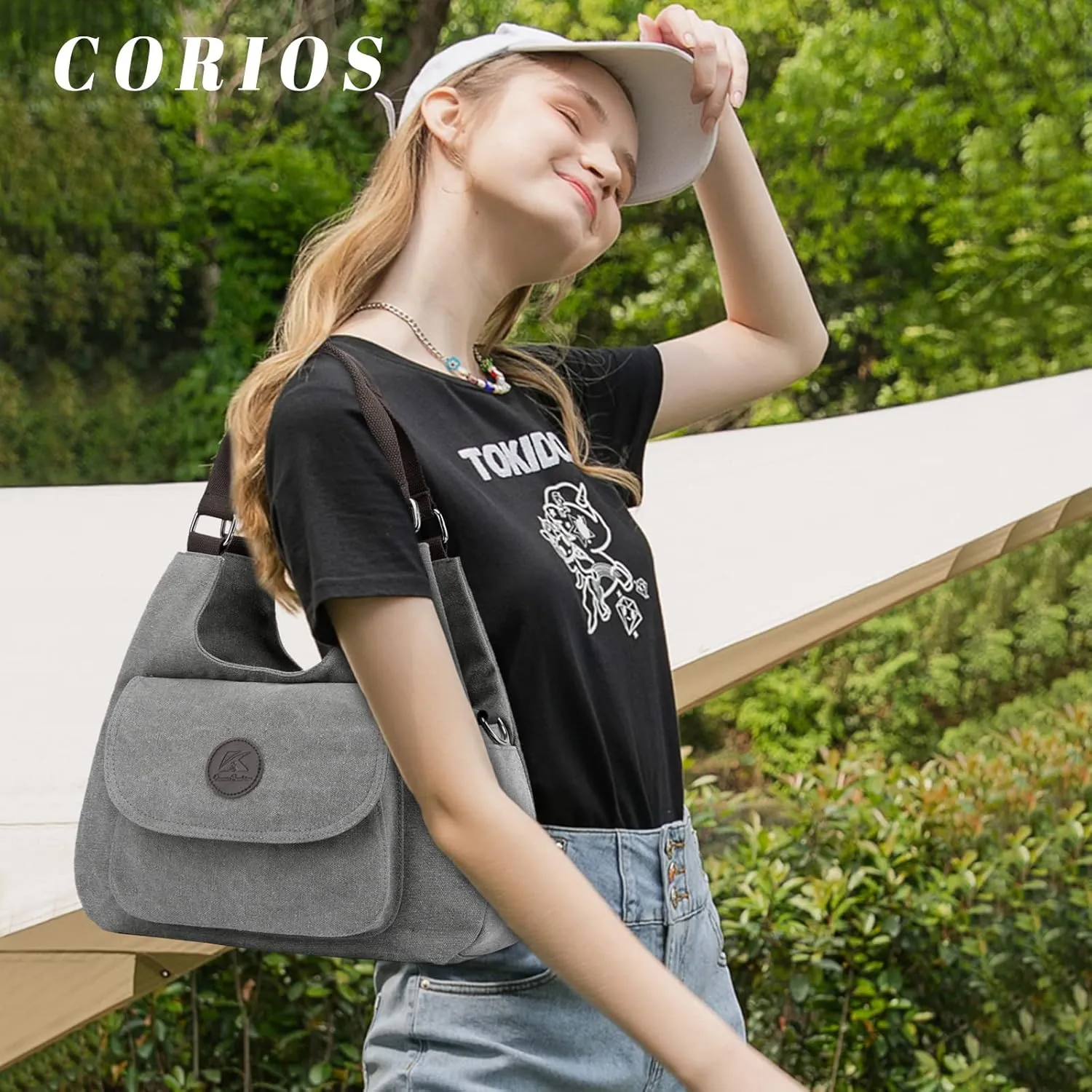 Retro Women Underarm Bag Canvas Shoulder Bag Casual Handbag