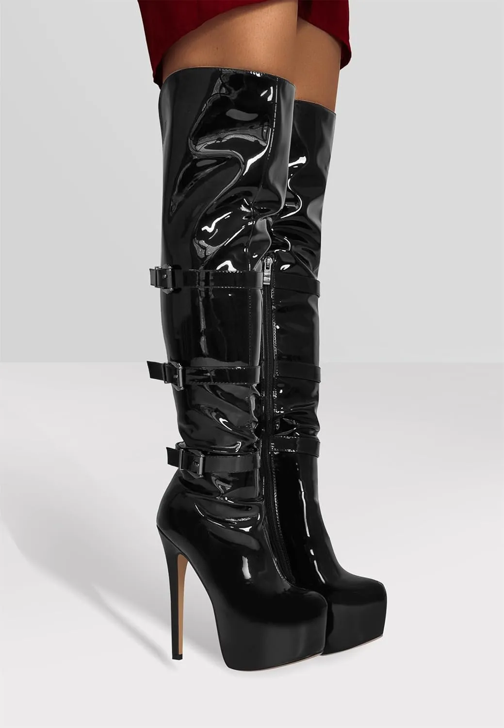 Richealnana Women's Platform Lace Up Side Zipper Over the Knee High Boots