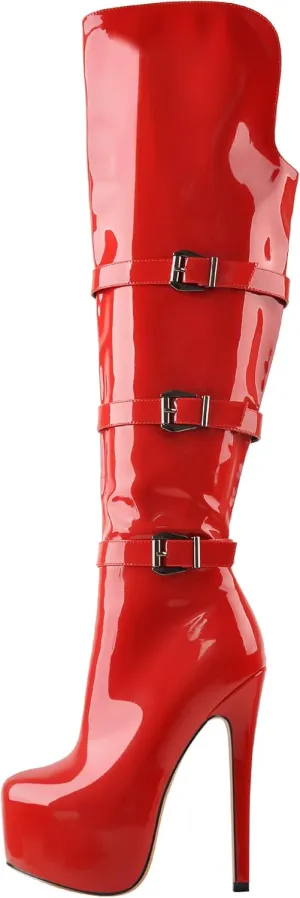 Richealnana Women's Platform Lace Up Side Zipper Over the Knee High Boots