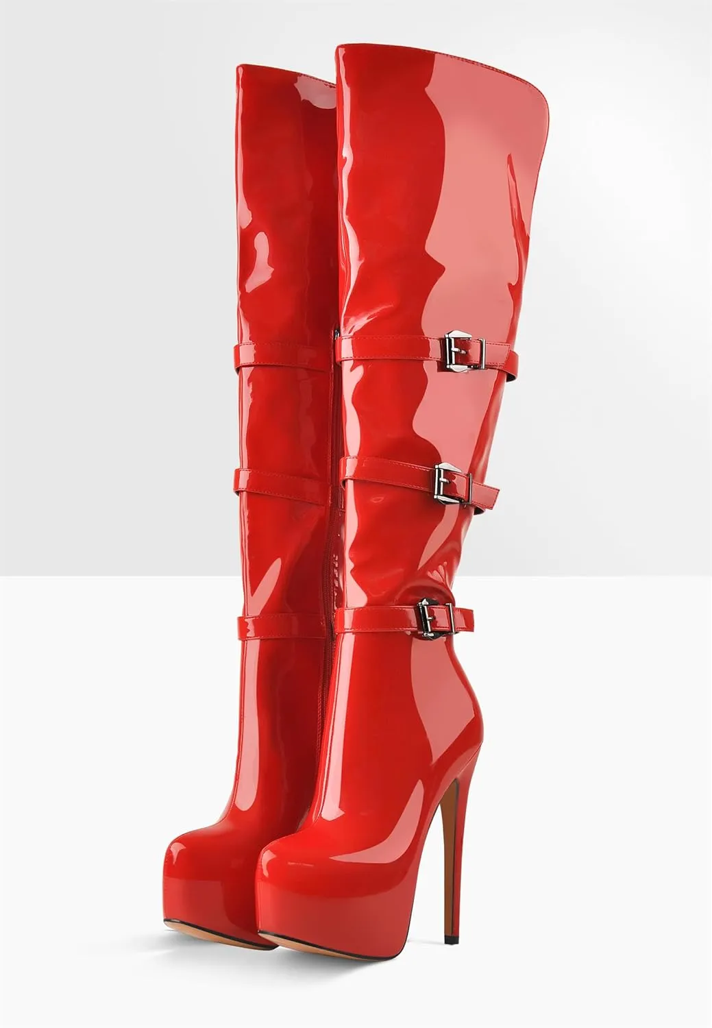 Richealnana Women's Platform Lace Up Side Zipper Over the Knee High Boots