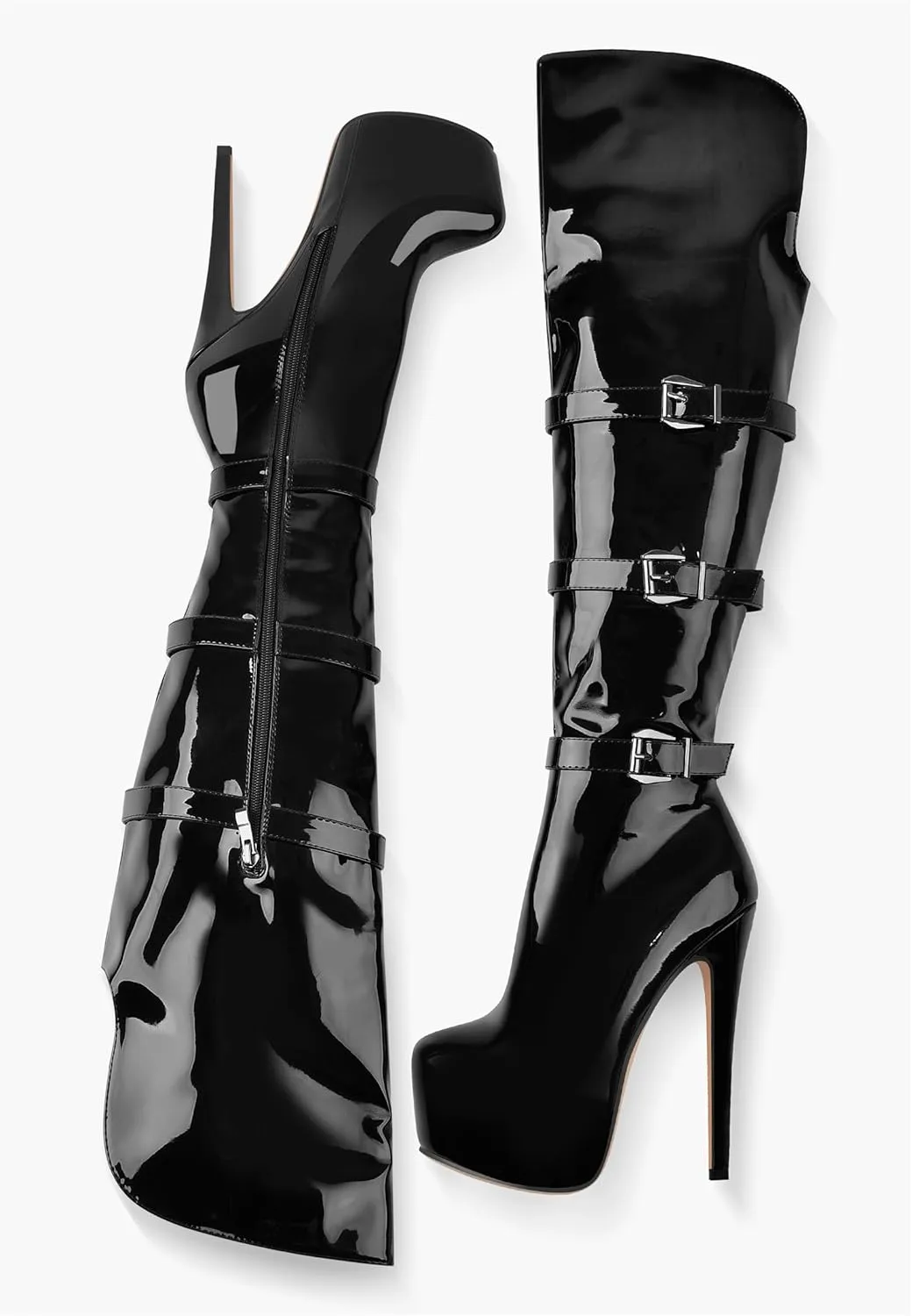 Richealnana Women's Platform Lace Up Side Zipper Over the Knee High Boots