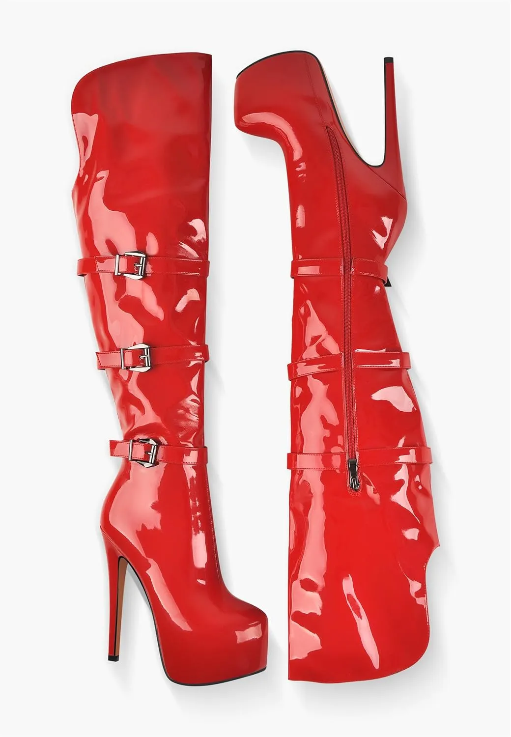 Richealnana Women's Platform Lace Up Side Zipper Over the Knee High Boots