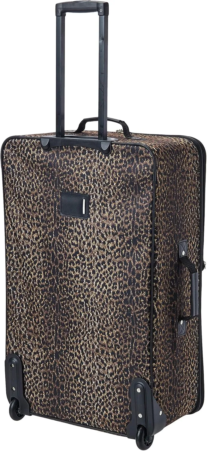 Rockland Jungle Softside Upright Luggage, Leopard, 4-Piece Set (14/19/24/28)