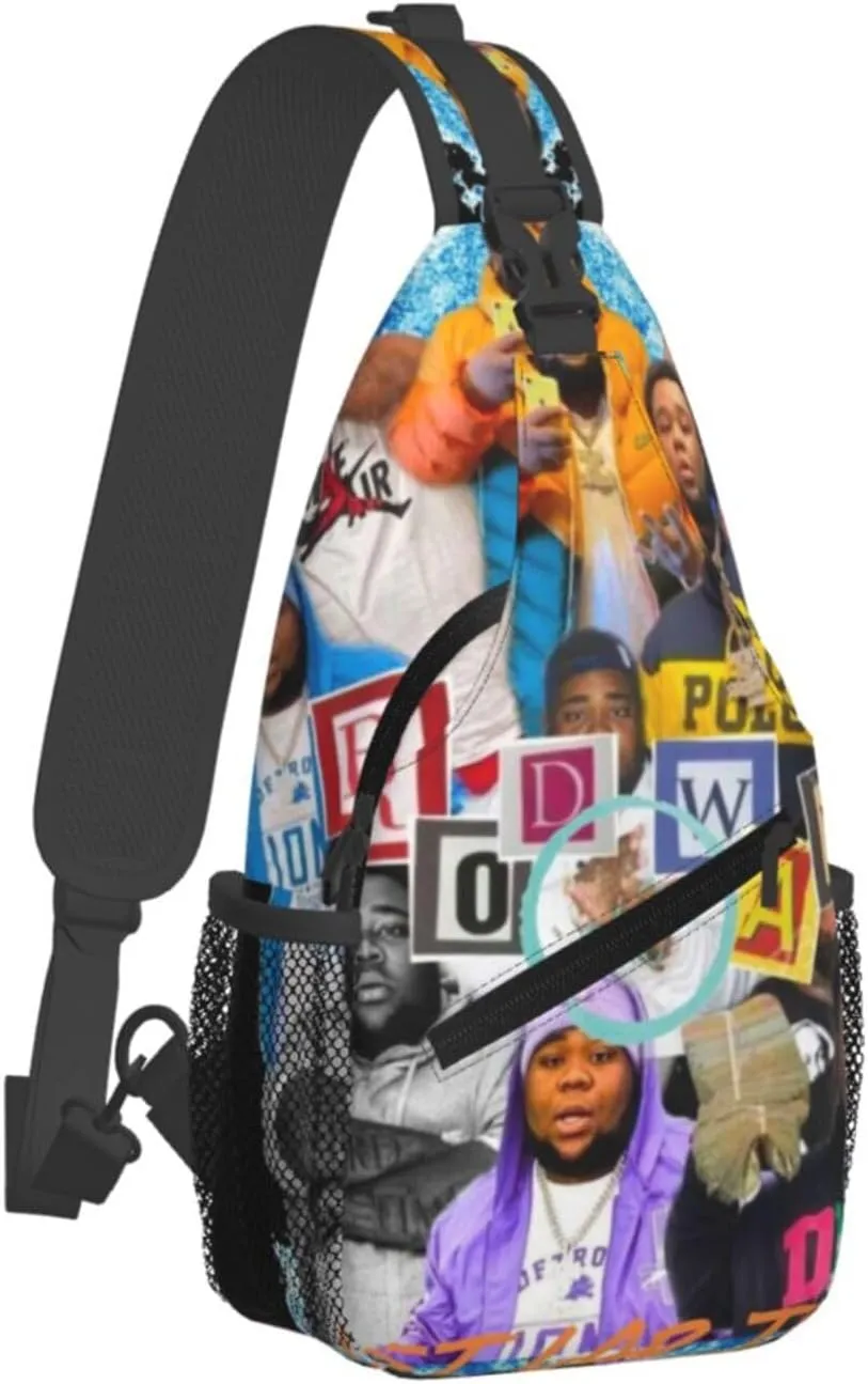 Rod Music Wave Fashion Casual Crossbody Bag Chest Bag Sling Bag Travel Daypack For Women Men Black