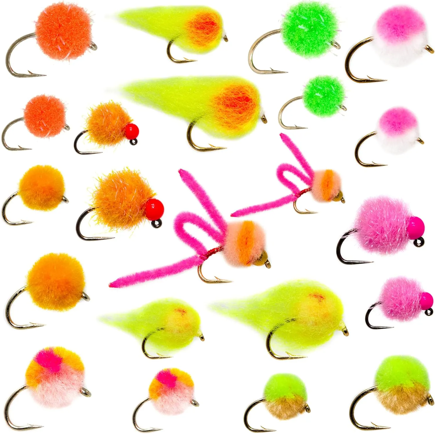 ROKC Premium Fly Fishing Flies Assortment | Dry, Wet, Nymph, Streamer Flies, Caddis, Hopper | Trout, Bass, Steelhead Fishing Lure Set