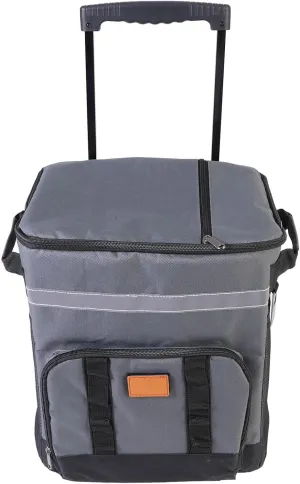 Rolling Cooler, 35L Large Capacity Collapsible Insulated Leakproof Insulated Soft Cooler Bag with Wheels and Handle, Utility Cart for Beach Camping Patio Travel Outdoor