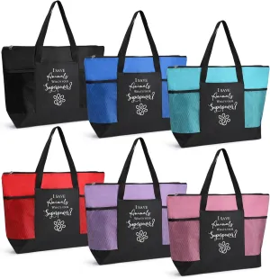 Roowest 6 Pcs Vet Tech Gifts Tote Bags for Women Men I Save Animals Bag with Mesh Pocket Employee Appreciation Thank You Gift for Coworker Nursing Team (Red,Pink,Blue,Purple,Green,Black)