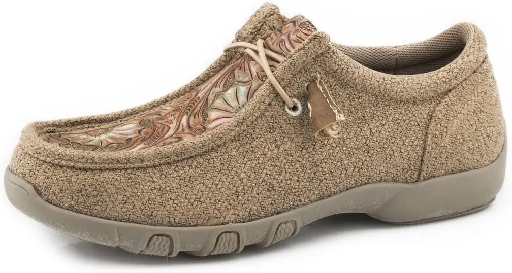 Roper Womens Tan Canvas Tooled Casual 2 Eye Chukka