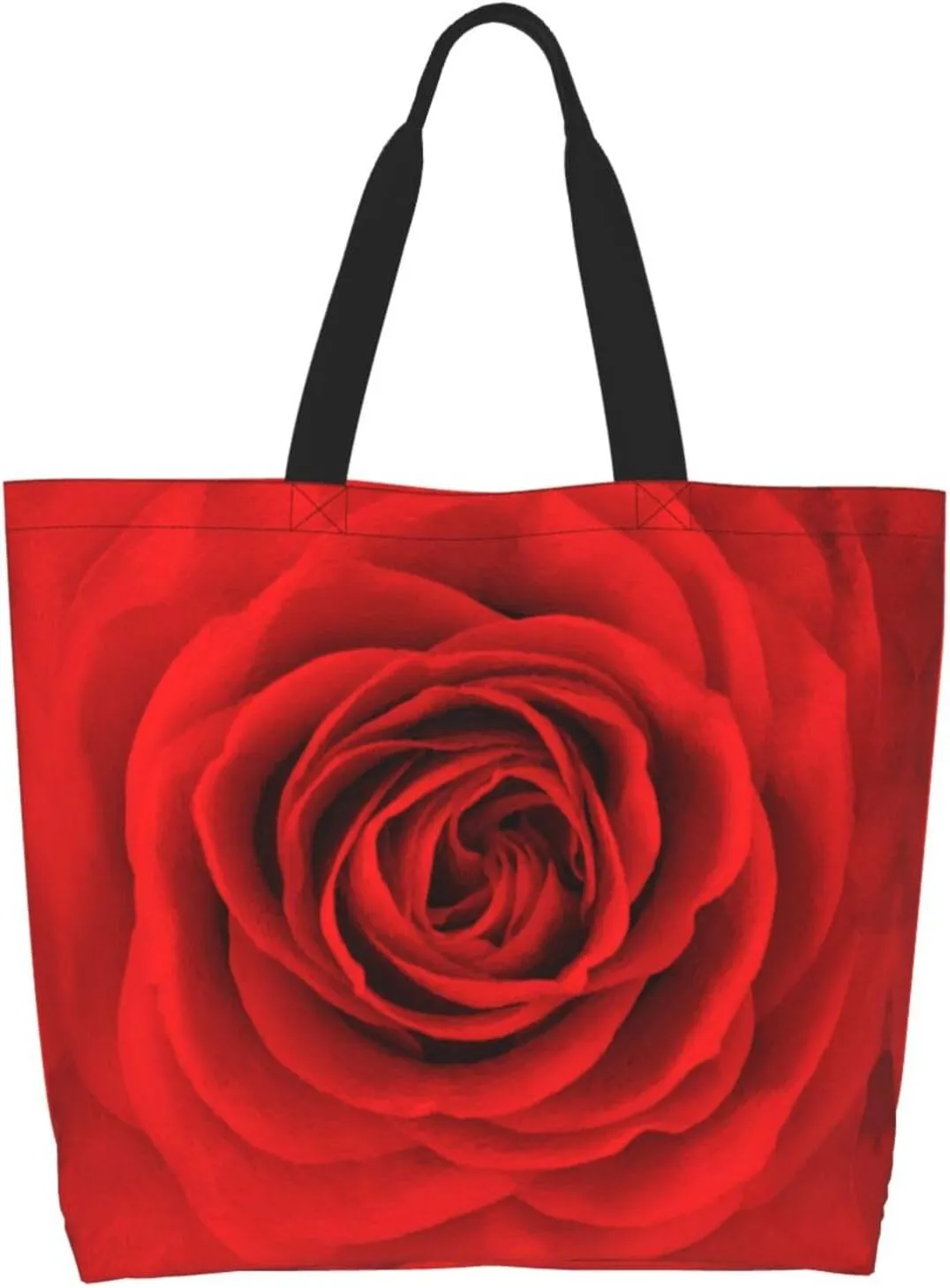 Rose Canvas Tote Bag Rose Flower Shoulder Bag Handbag Flower Casual Women Grocery Bags Womens Bag for Outdoor