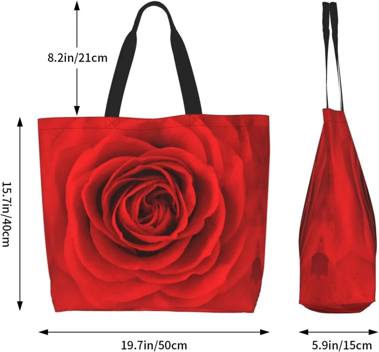 Rose Canvas Tote Bag Rose Flower Shoulder Bag Handbag Flower Casual Women Grocery Bags Womens Bag for Outdoor