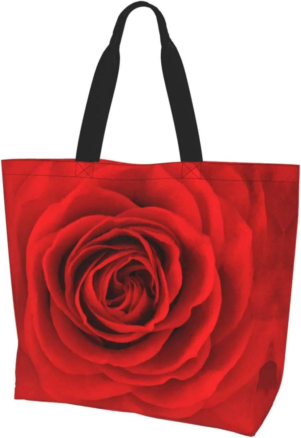 Rose Canvas Tote Bag Rose Flower Shoulder Bag Handbag Flower Casual Women Grocery Bags Womens Bag for Outdoor