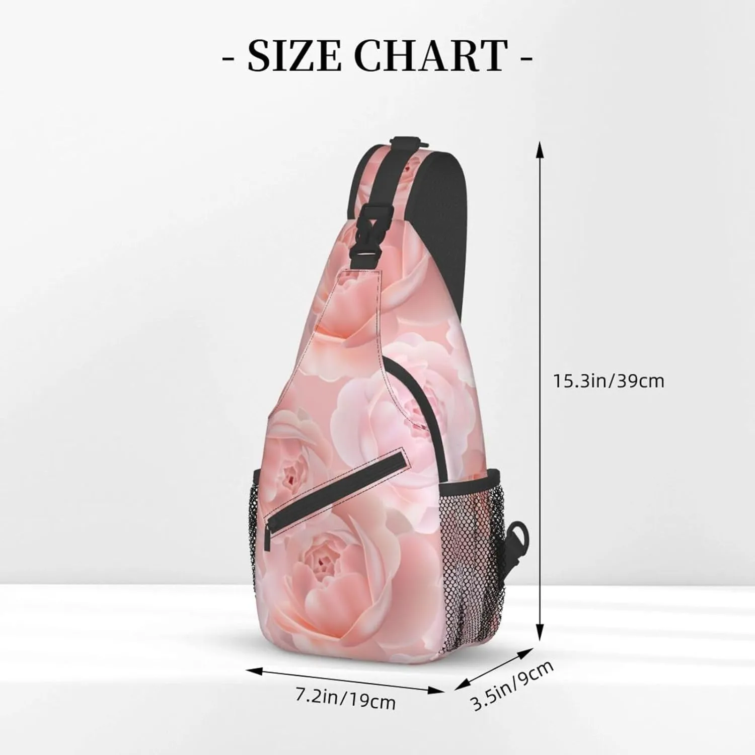 Rose Shoulder Bag Flower Sling Backpack Daypack Casual Cute Hiking Bag Womens Backpack Bag for Outdoor