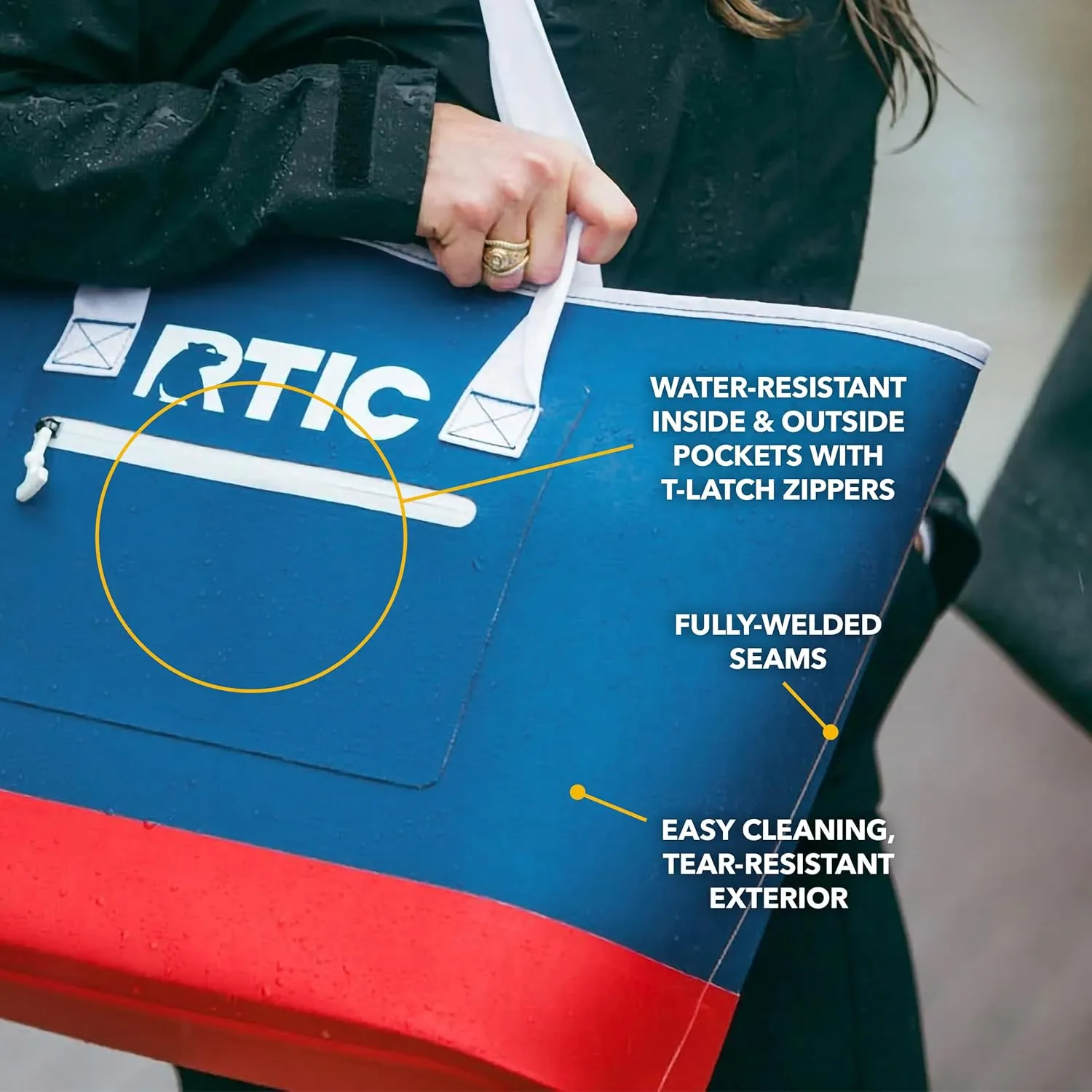 RTIC Ultra-Tough Tote Bag, Waterproof for Beach, Pool, Towel, Grocery, Shopping, Heavy-Duty, Puncture Resistant, Large