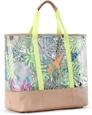 Sakroots Seville Tote Leather Trim NEON WILD LIFE