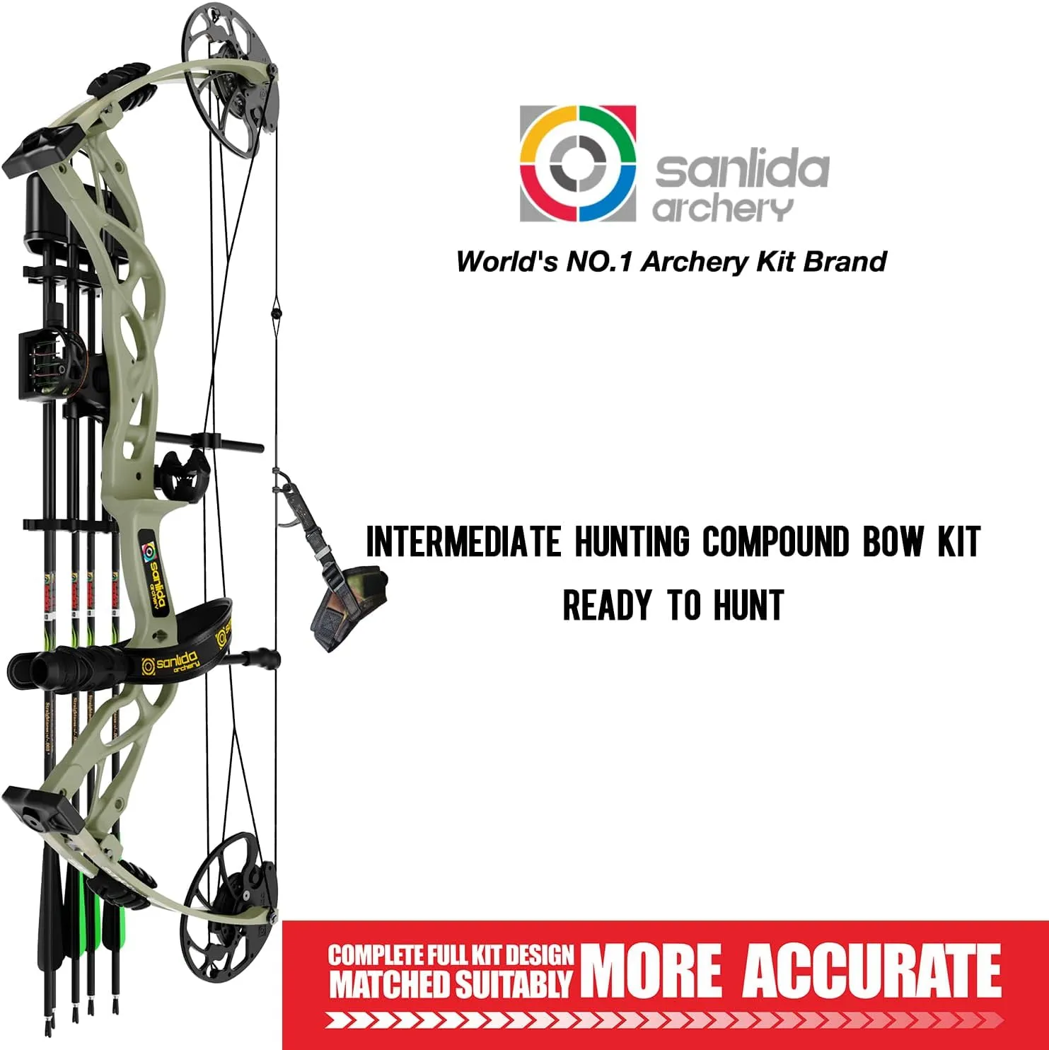 Sanlida Dragon X9 Ready to Hunt Compound Bow Package for Adults, Archery Compound Bow and Arrow Set, 0-70 Lbs Draw Weight, No Bow Press Needed, Limited Life-time Warranty