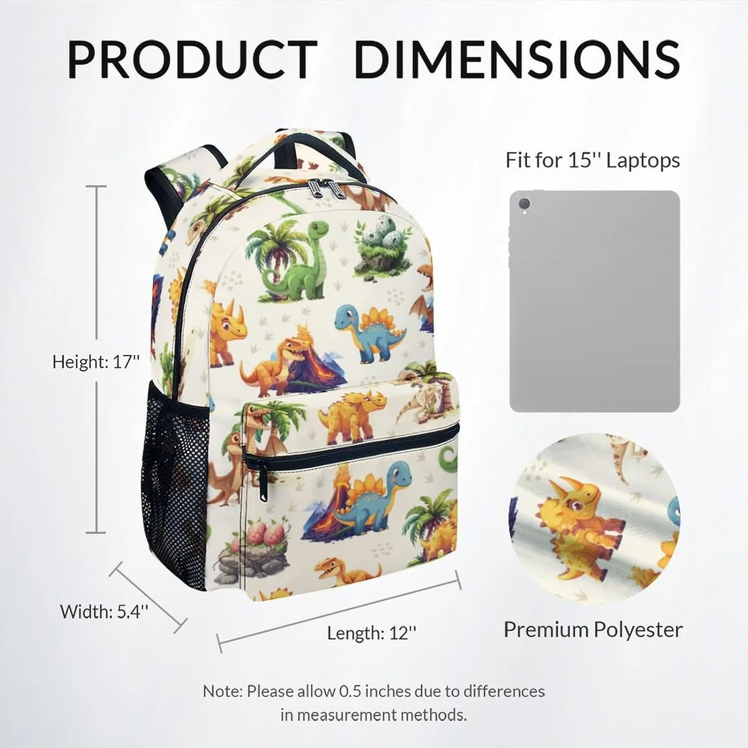 School Backpack for Boys Girls, Dinosaur Backpacks for Kids Ages 6-10, Lightweight Bookbag for Elementary Middle School, Cute Colorful School Bag