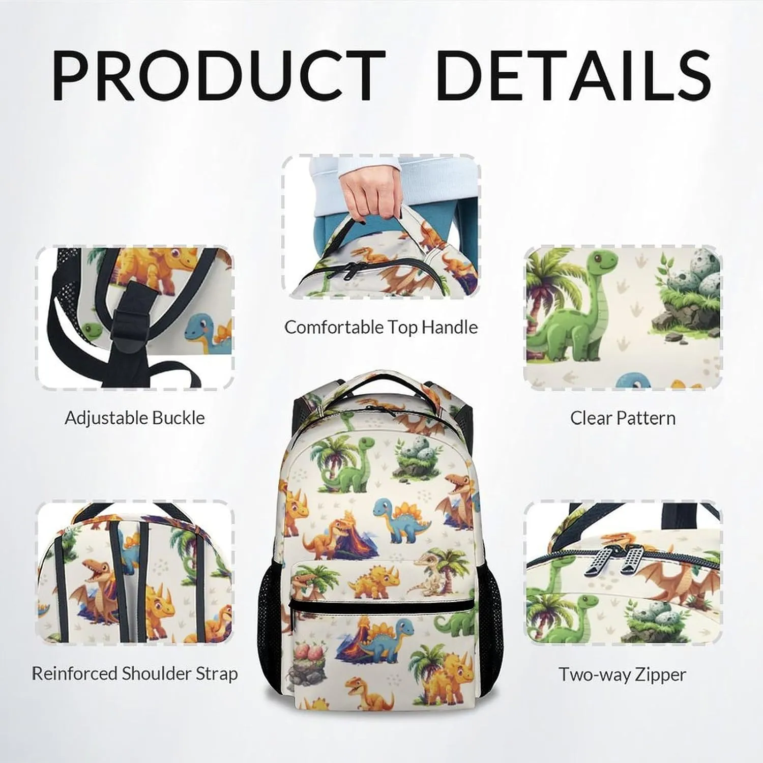 School Backpack for Boys Girls, Dinosaur Backpacks for Kids Ages 6-10, Lightweight Bookbag for Elementary Middle School, Cute Colorful School Bag